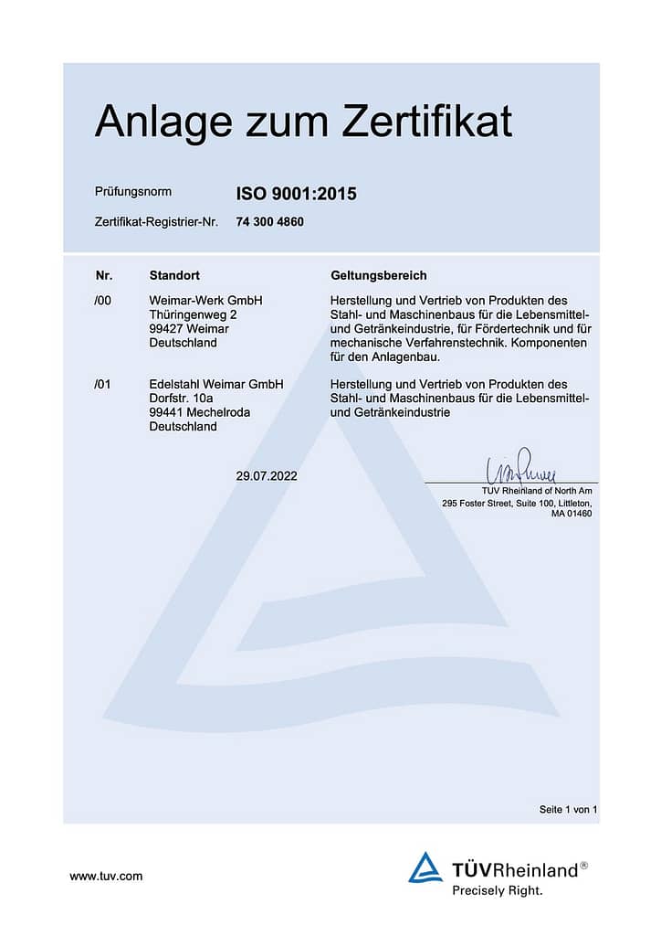 ISO 9001:2015 certificate german